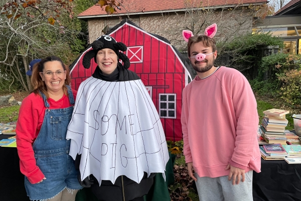 Youth Services staff dressed as characters from Charlotte's Web