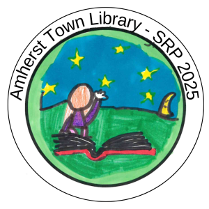 kids drawing of a child reading at night on the lawn