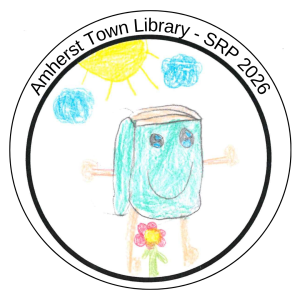Smiling book with arms and legs standing near a flower.