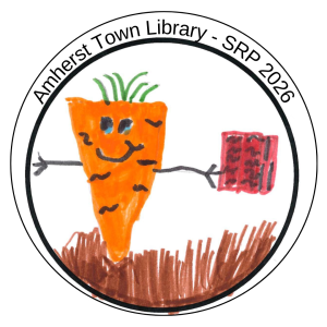 Smiling carrot with arms holding a book.