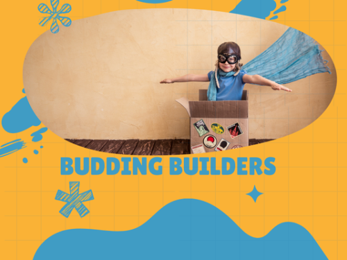 budding builders with a child in a cardboard box pretending to fly.